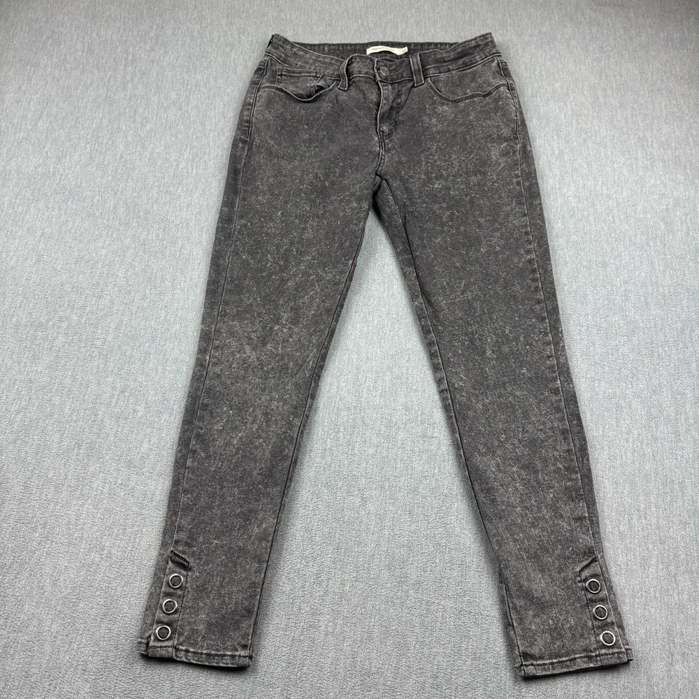 Levis Jeans Women 30X26 535 Black Super Skinny Ankle Stretch Stonewash Pants